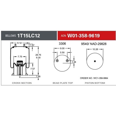 Firestone Air Spring, Suspension, 1T-Reversible Sleeve W013589619